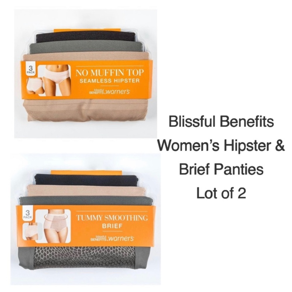 🆕Blissful Benefits Womens No Muffin Top Seamless Hipsters & Tummy Smooth Briefs
